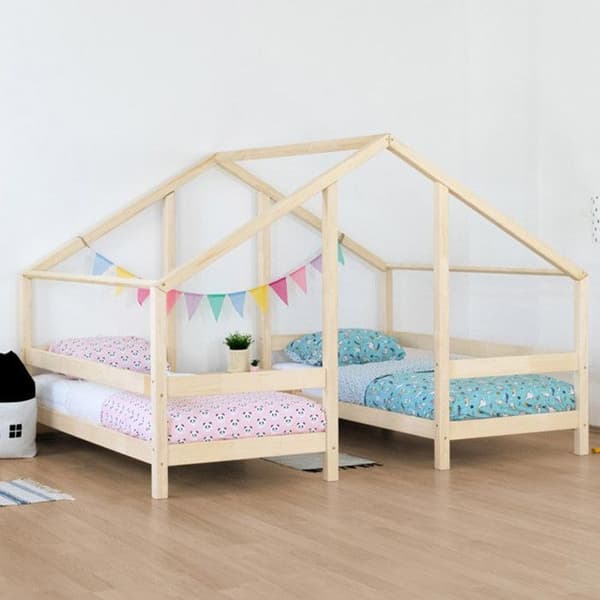 Lit cabane VILLY 2 platser 90 x 160 naturligt trä