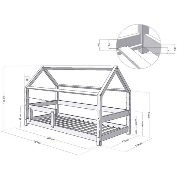 TERY barnhyttsäng 120 x 200 lackerad