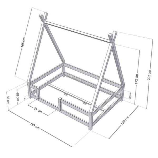 NAKANA barnhyttsäng 120 x 180 ljusblå