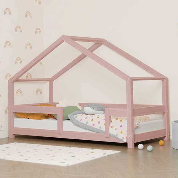 Barnhyttsäng LUCKY 120 x 200 pastellrosa