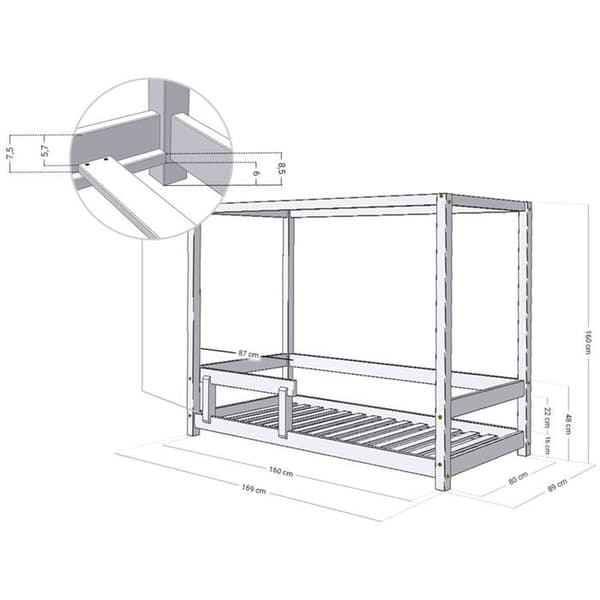 BUNKY barnhyttsäng 80 x 160 marinblå