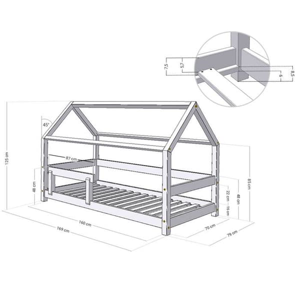 TERY barnhyttsäng 70 x 160 salviagrön