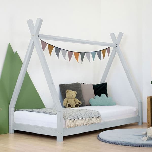 NAKANA barnsäng 90 x 180 ljusgrå