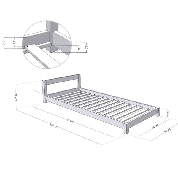 DRÖMMAD barnsäng 90 x 180 ljusgrå
