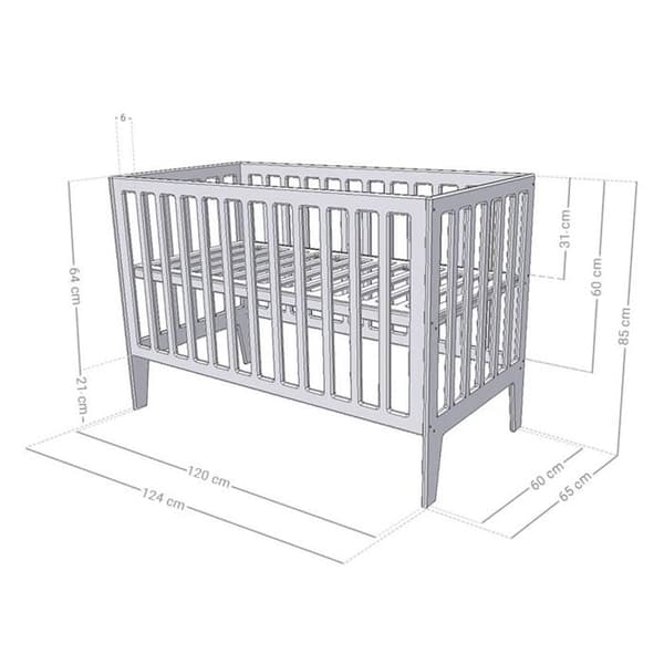 KIPPY babysäng 60 x 120 naturligt trä