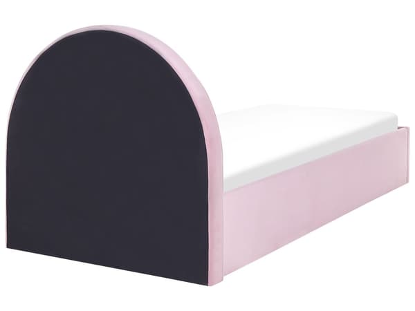 Oppbevaringsseng Rosa Fløyel Enkeltseng 90 x 200 cm Minimalistisk Retro Design Oppbevaring