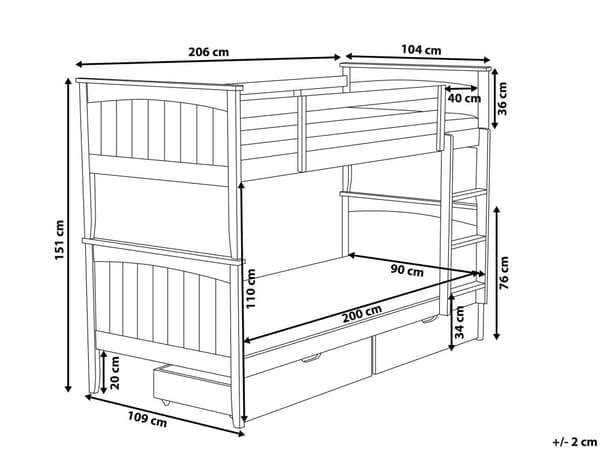 Dobbeltseng Lyst Furutre 90 x 200 cm Høyseng Barnerom for Barn