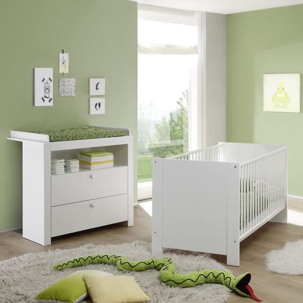 Rootz Baby Cot - Modern Nursery Bed - Comfortable Sleep - Safe Design - White - 78x83x143cm