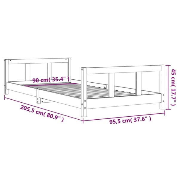 vidaXL Sängram för barnsäng 90x200 cm massiv furu