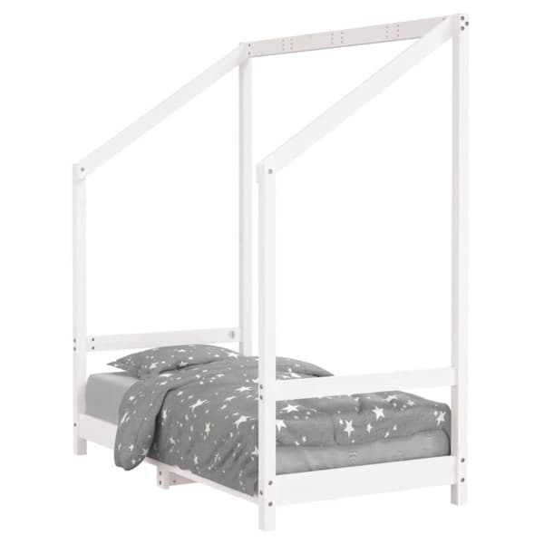 vidaXL Sängram för barnsäng vit 70x140 cm massiv furu