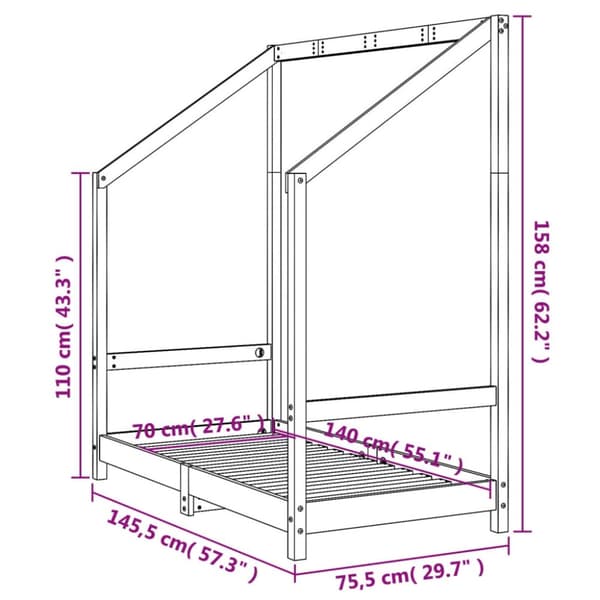 vidaXL sengeramme til juniorseng 70x140 cm massivt fyrretræ hvid
