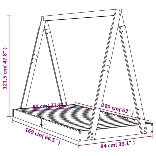 vidaXL sengeramme til juniorseng 80x160 cm massivt fyrretræ