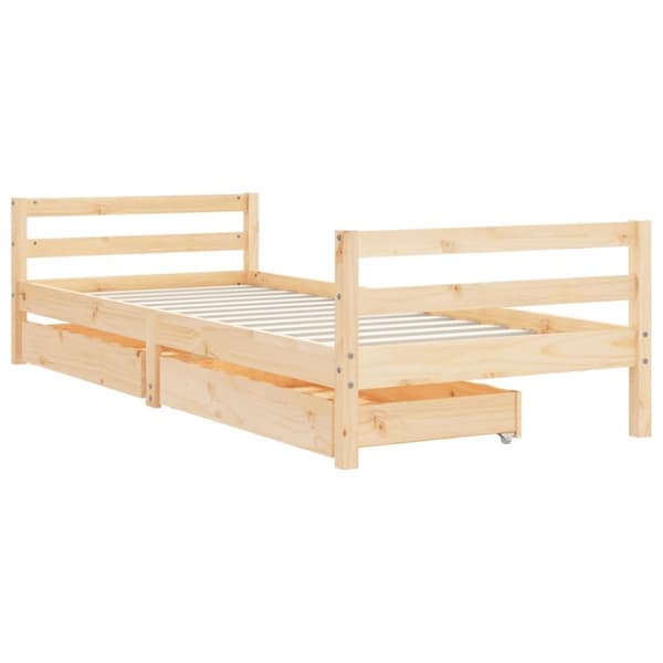 vidaXL sengeramme til juniorseng m. skuffer 90x200 cm massivt fyr