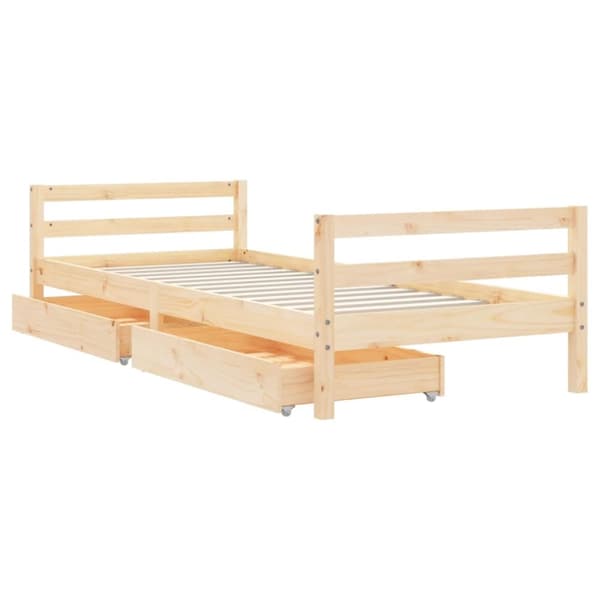 vidaXL sengeramme til juniorseng m. skuffer 90x200 cm massivt fyr
