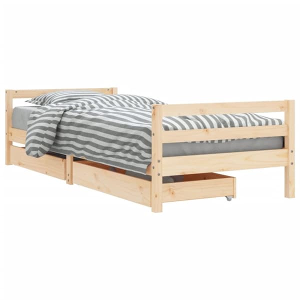 vidaXL sengeramme til juniorseng m. skuffer 90x200 cm massivt fyr