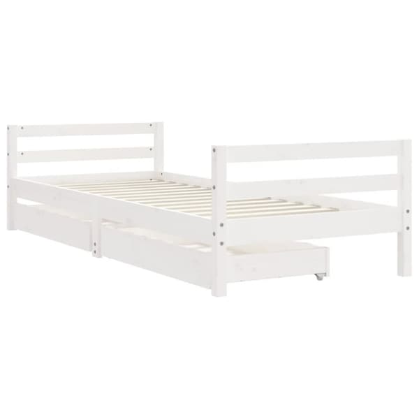 vidaXL Sängram för barnsäng m. lådor vit 80x200 cm massiv furu
