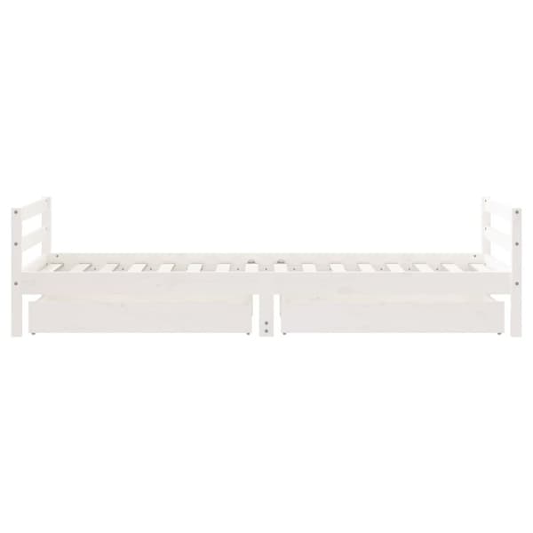 vidaXL Sängram för barnsäng m. lådor vit 80x200 cm massiv furu