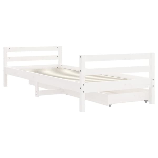 vidaXL Sängram för barnsäng m. lådor vit 80x200 cm massiv furu