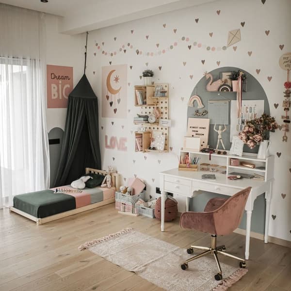 Upphöjd säng för barn, golvsäng, Montessori-säng, Småbarnssäng, Sängstomme i trä, Sängstomme i trä, Tältsäng, Barnsäng, födelsedagspresent