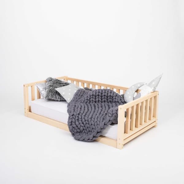 Montessori taaperon lattiasänky kiskoilla Kahden hengen sängyn runko, Parvisänky taaperolle Matalatasoinen sänky lasten sänkylle Taaperosänky Montesso