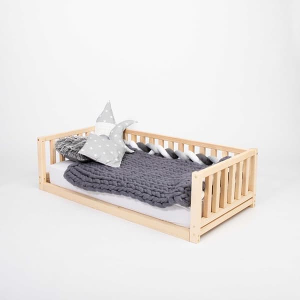 Montessori taaperon lattiasänky kiskoilla Kahden hengen sängyn runko, Parvisänky taaperolle Matalatasoinen sänky lasten sänkylle Taaperosänky Montesso