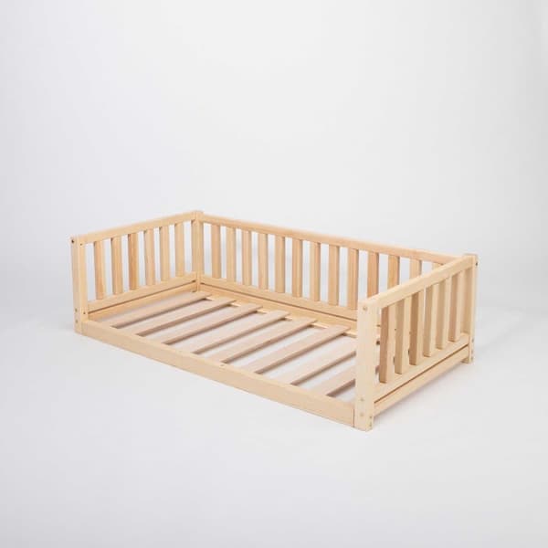 Montessori taaperon lattiasänky kiskoilla Kahden hengen sängyn runko, Parvisänky taaperolle Matalatasoinen sänky lasten sänkylle Taaperosänky Montesso