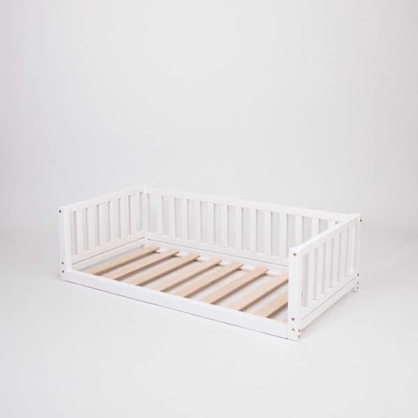 Montessori taaperon lattiasänky kiskoilla Kahden hengen sängyn runko, Parvisänky taaperolle Matalatasoinen sänky lasten sänkylle Taaperosänky Montesso