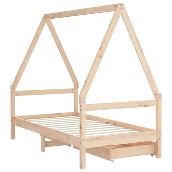 vidaXL Sängram med lådor för barnsäng 80x160 cm massiv furu