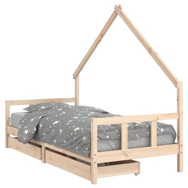 vidaXL sengeramme til juniorseng m. skuffer 90x190 cm massivt fyr