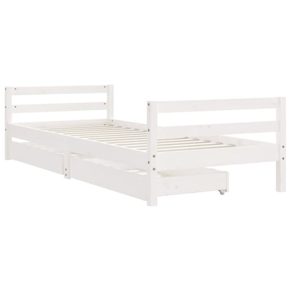 vidaXL sengeramme til juniorseng m. skuffer 90x200 cm massivt fyr hvid
