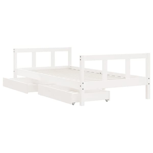 vidaXL Sängram med lådor för barn vit 90x190 cm massiv furu