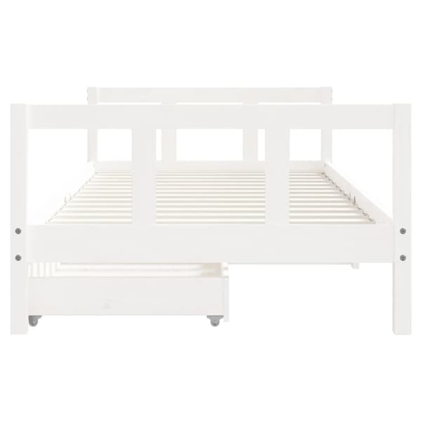 vidaXL Sängram med lådor för barn vit 90x190 cm massiv furu