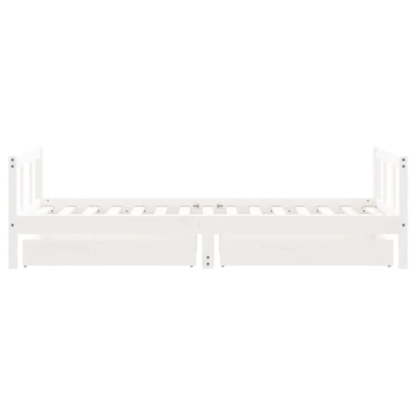 vidaXL Sängram med lådor för barn vit 90x190 cm massiv furu