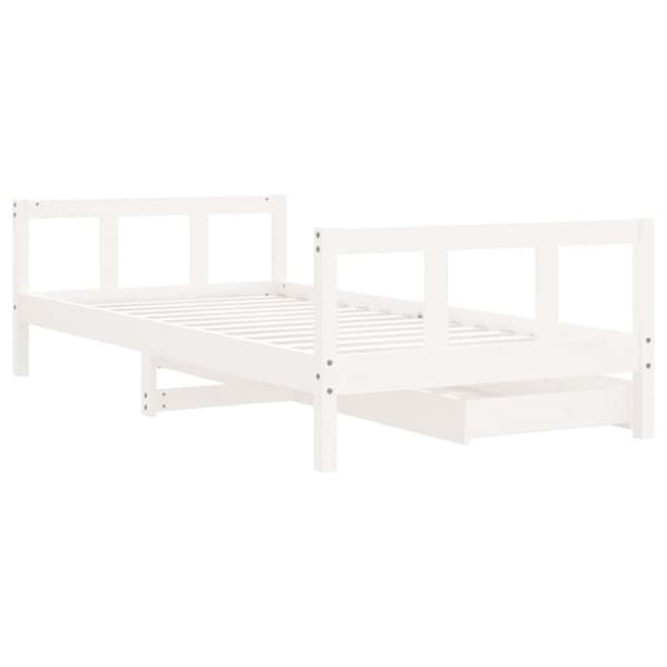 vidaXL Sängram med lådor för barn vit 90x190 cm massiv furu