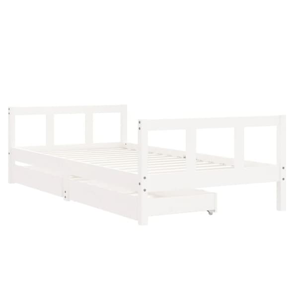 vidaXL Sängram med lådor för barn vit 90x190 cm massiv furu