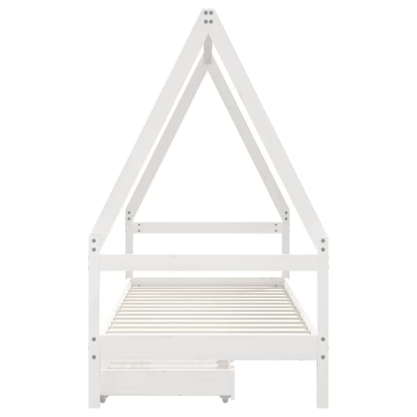 vidaXL Sängram för barnsäng m. lådor vit 80x200 cm massiv furu