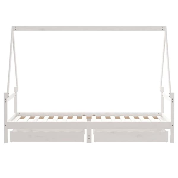 vidaXL Sängram för barnsäng m. lådor vit 80x200 cm massiv furu