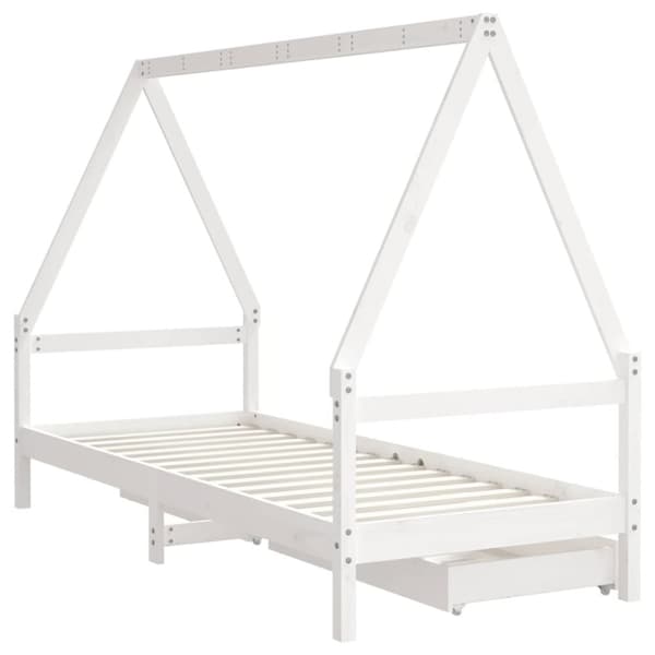 vidaXL Sängram för barnsäng m. lådor vit 80x200 cm massiv furu