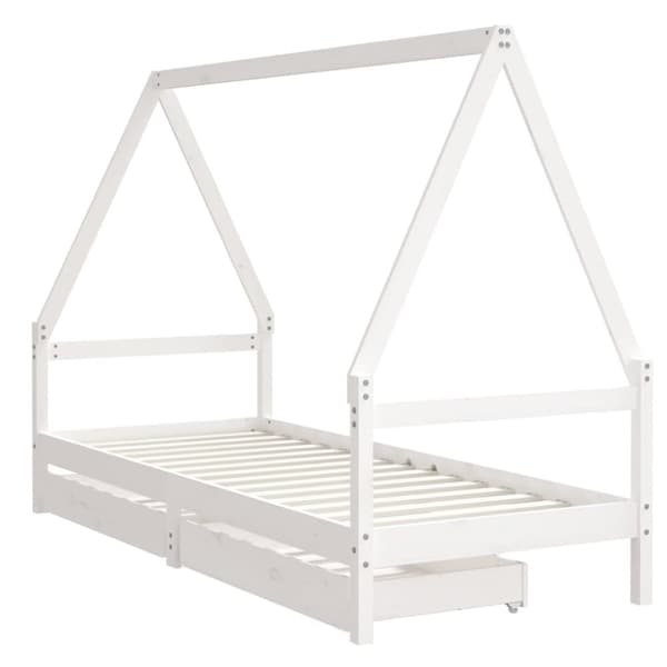 vidaXL Sängram för barnsäng m. lådor vit 80x200 cm massiv furu