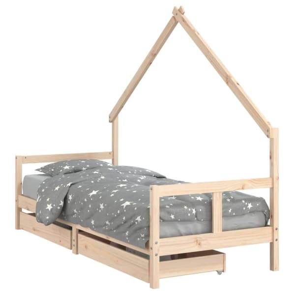 vidaXL sengeramme til juniorseng m. skuffer 80x200 cm massivt fyr