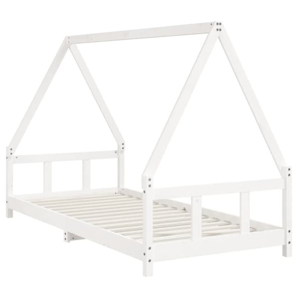 vidaXL Sängram för barnsäng vit 90x200 cm massiv furu
