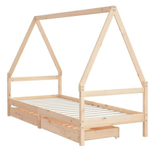 vidaXL sengeramme til juniorseng m. skuffer 90x190 cm massivt fyr