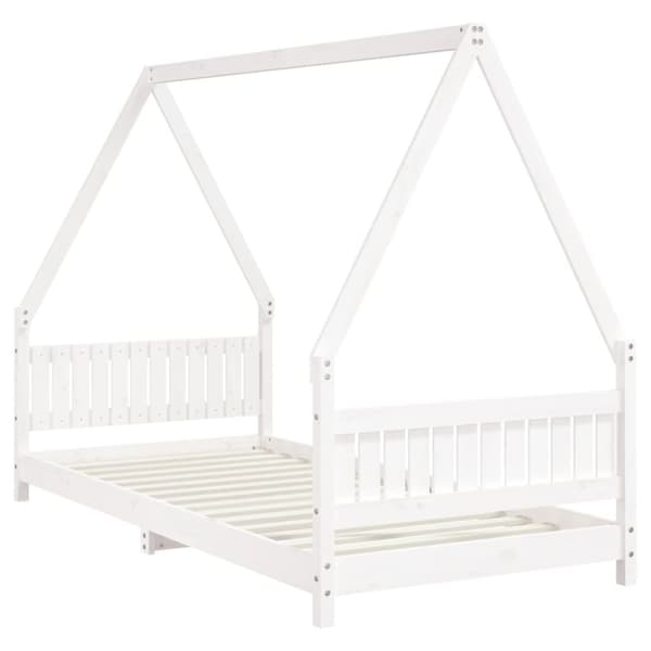 vidaXL sengeramme til juniorseng 90x200 cm massivt fyrretræ hvid