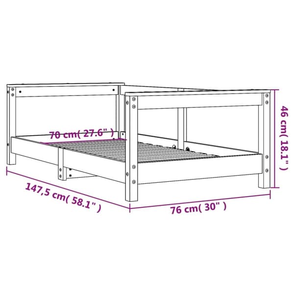 vidaXL Barnesengeramme 70x140 cm heltre furu