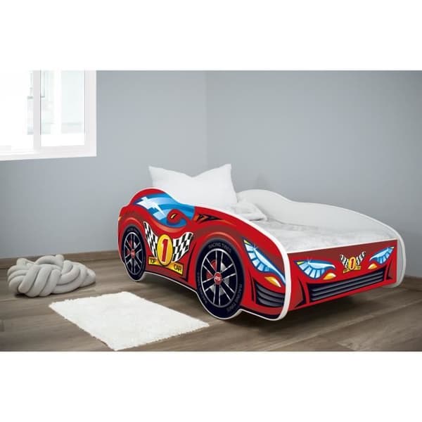 AUTO RÖD barnsäng 140x70 cm + madrass - Märke - Modell - Huvudfärg: Röd - Typ av publik: Barn