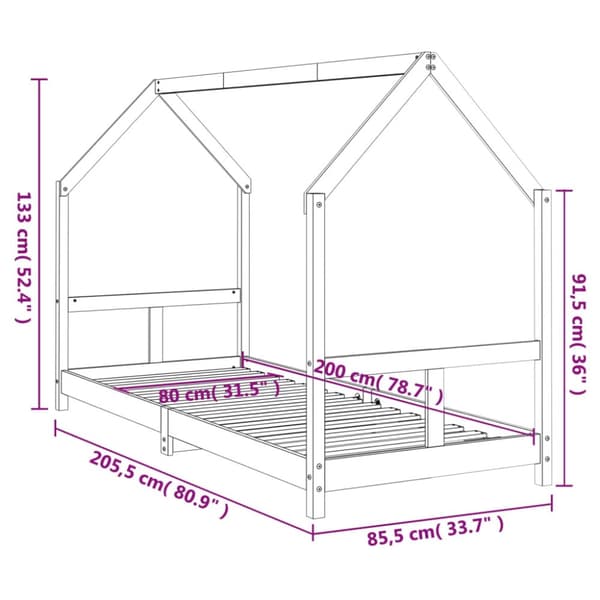 vidaXL sengeramme til juniorseng 80x200 cm massivt fyrretræ hvid