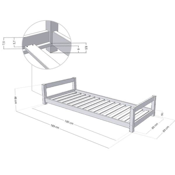 KIDDY barnsäng 80 x 180 naturträ