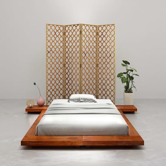 Japansk Futonsängram Massivt Akaciaträ 100X200 Cm