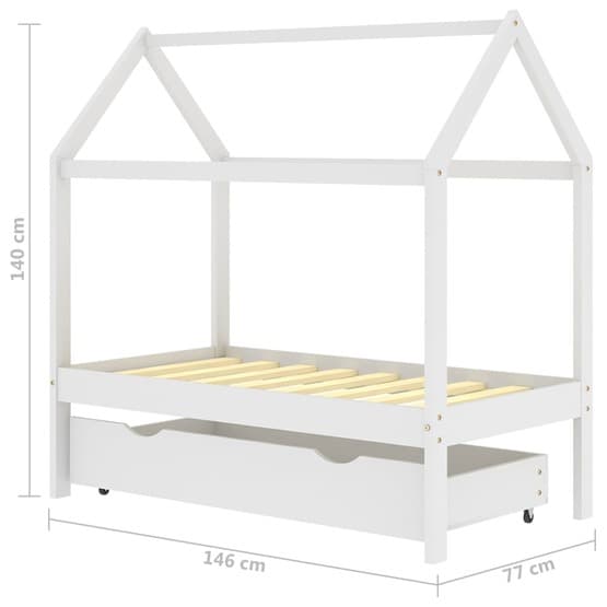 Barnsäng Med Låda Vit Massiv Furu 70X140 Cm