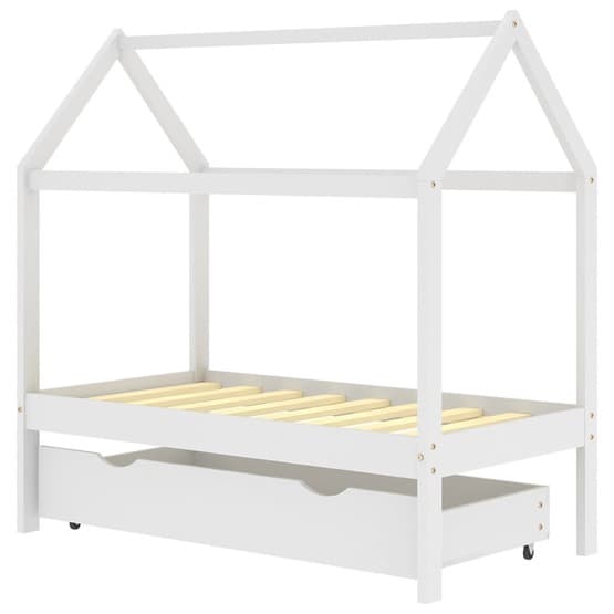 Barnsäng Med Låda Vit Massiv Furu 70X140 Cm